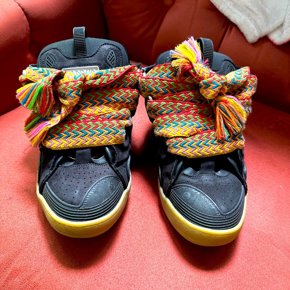 Lanvin Curb sneaker, black with multi color laces, Sz 44 (11)